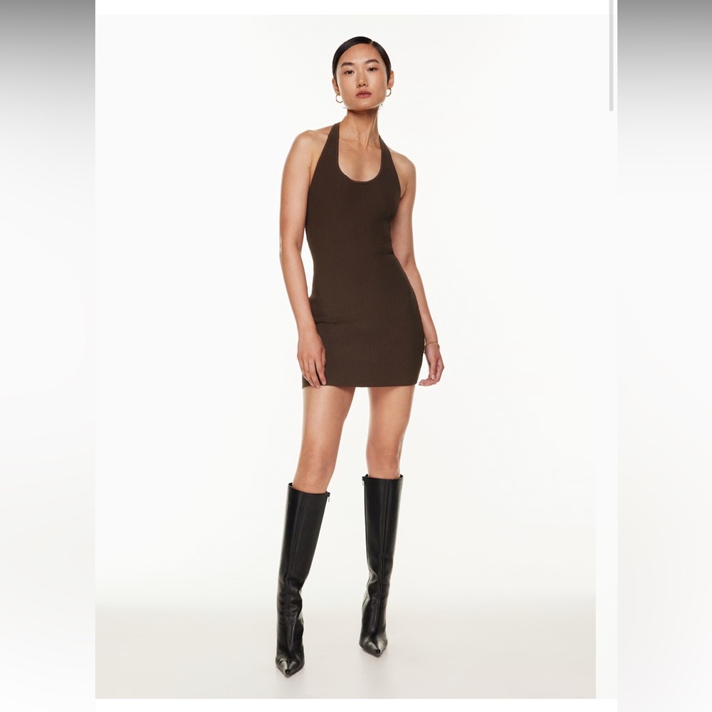 Aritzia Brown Halter Mini Dress